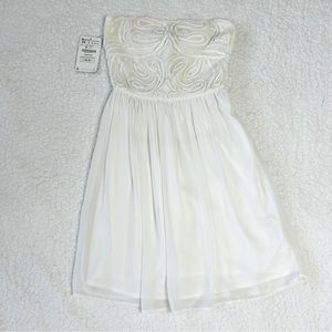 Zara Trafaluc Women's Ivory Strapless Lined Embroidered Dress Size XS NWT